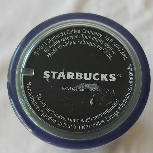 2011 Starbucks Green and Black Pattern Travel Mug - Picture 4 of 5